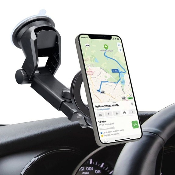 SBS - Support voiture Circle Mag avec bras télescopique, MagSafe, noir