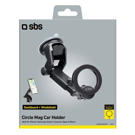 SBS - Support voiture Circle Mag avec bras télescopique, MagSafe, noir