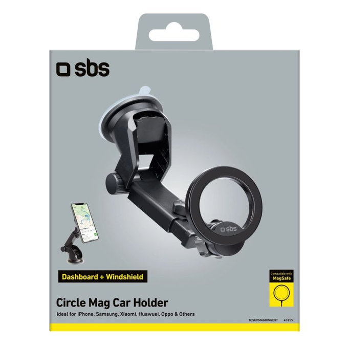 SBS - Support voiture Circle Mag avec bras télescopique, MagSafe, noir