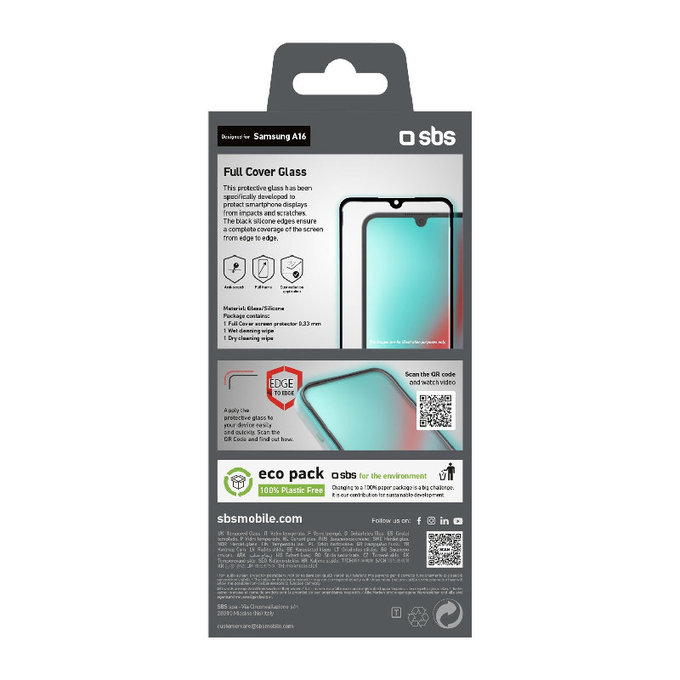 SBS - Verre Trempé Full Cover pour Samsung Galaxy A17, A16 et A26, noir