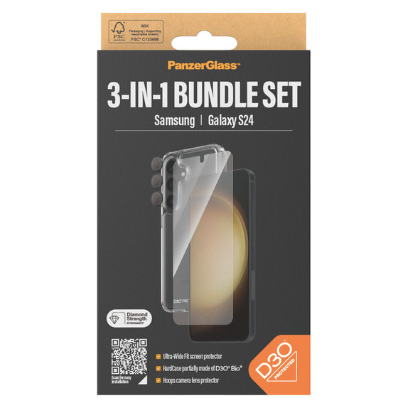 Bundle Hoops + Verre trempé UWF + Hard Case D3O pour Samsung Galaxy S24, PanzerGlass