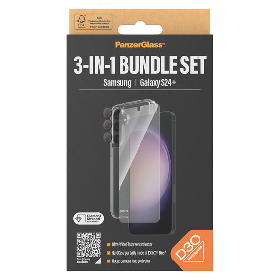 Bundle Hoops + Verre trempé UWF + Hard Case D3O pour Samsung Galaxy S24+, PanzerGlass