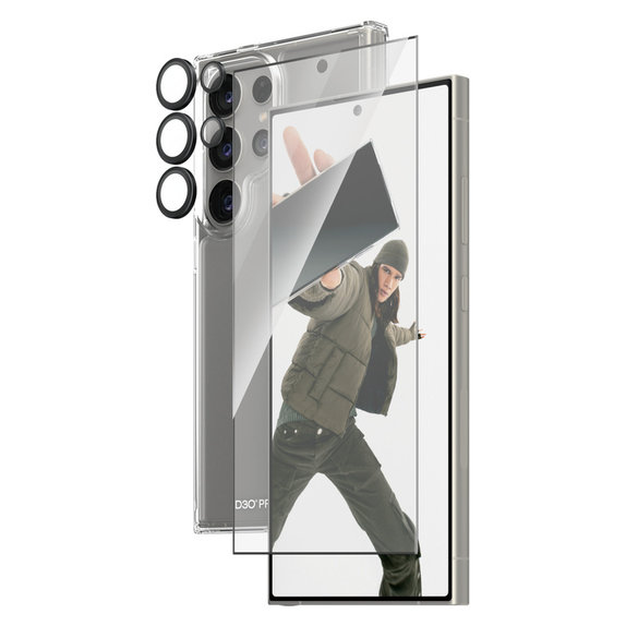 Bundle Hoops + Verre trempé UWF + Hard Case D3O pour Samsung Galaxy S24 Ultra, PanzerGlass