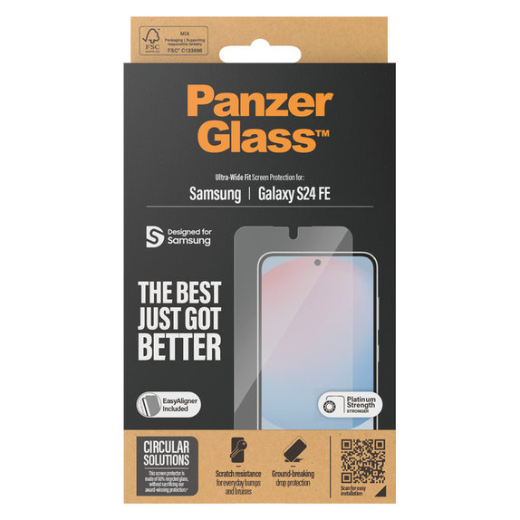 Verre trempé UWF avec applicateur pour Samsung Galaxy S24 FE, Clair, PanzerGlass