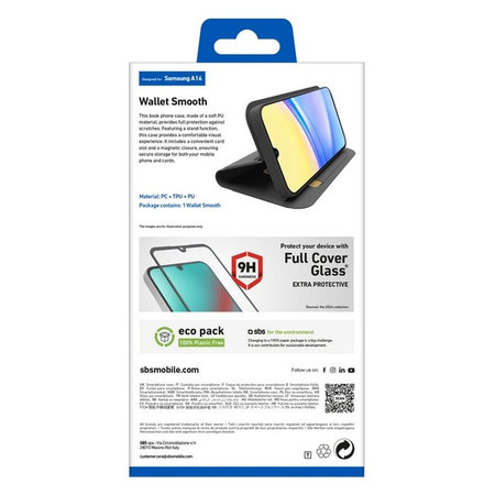 SBS - Cas Book Wallet Smooth pour Samsung Galaxy A16, noir