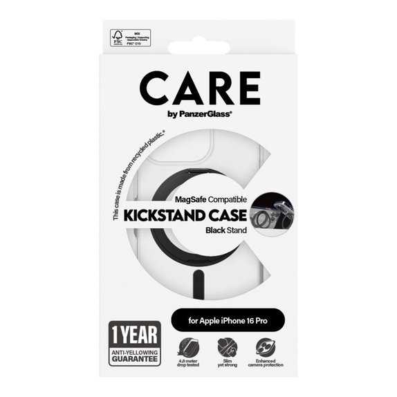 Coque Kickstand avec MagSafe pour iPhone 16 Pro, Noir, CARE