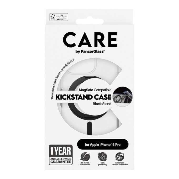 Coque Kickstand avec MagSafe pour iPhone 16 Pro, Noir, CARE