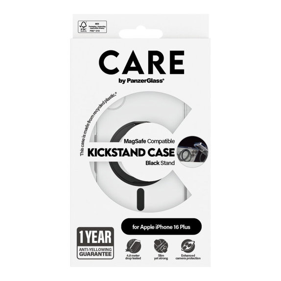 Coque Kickstand avec MagSafe pour iPhone 16 Plus, Noir, CARE