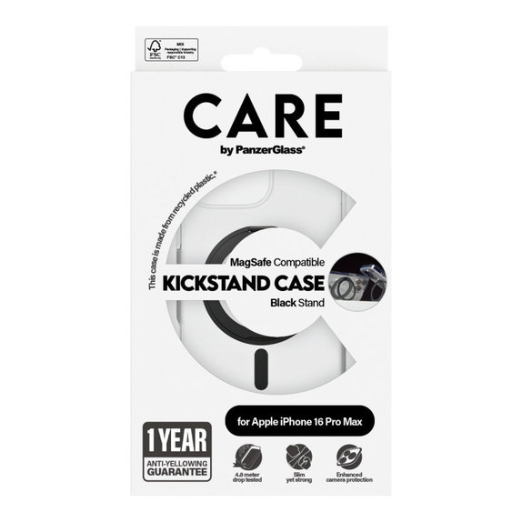 Coque Kickstand avec MagSafe pour iPhone 16 Pro Max, Noir, CARE