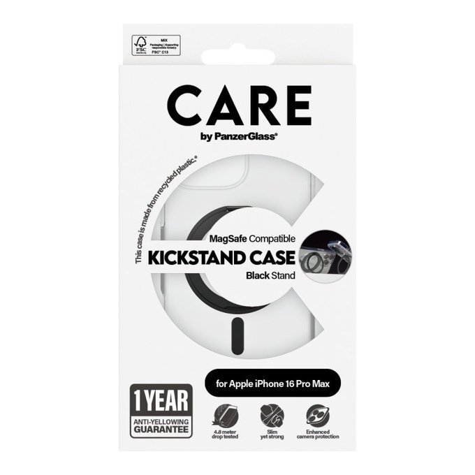 Coque Kickstand avec MagSafe pour iPhone 16 Pro Max, Noir, CARE