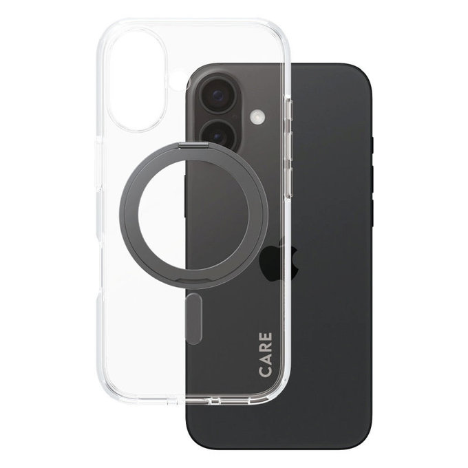 Coque Kickstand avec MagSafe pour iPhone 16, Noir, CARE