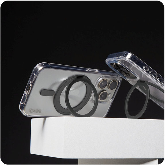 Coque Kickstand avec MagSafe pour iPhone 16, Noir, CARE