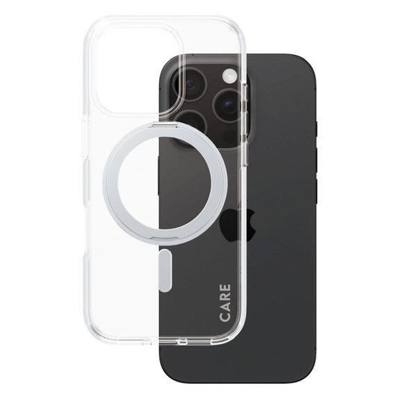 Coque Kickstand avec MagSafe pour iPhone 16 Pro, Argent, CARE