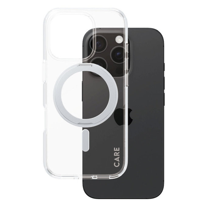 Coque Kickstand avec MagSafe pour iPhone 16 Pro, Argent, CARE