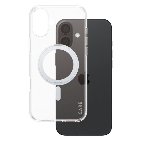 Coque Kickstand avec MagSafe pour iPhone 16 Plus, Argent, CARE