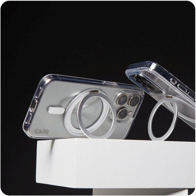 Coque Kickstand avec MagSafe pour iPhone 16 Plus, Argent, CARE