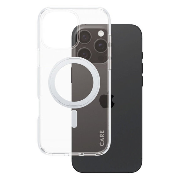 Coque Kickstand avec MagSafe pour iPhone 16 Pro Max, Argent, CARE