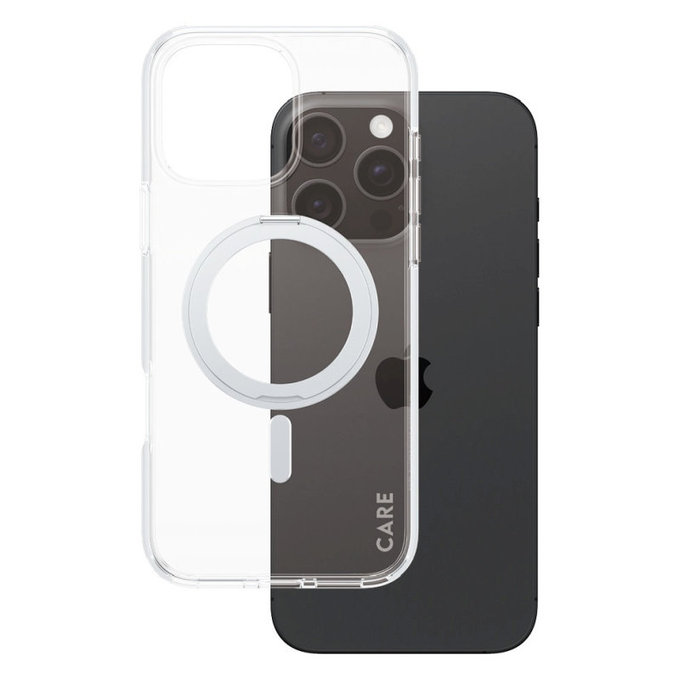 Coque Kickstand avec MagSafe pour iPhone 16 Pro Max, Argent, CARE