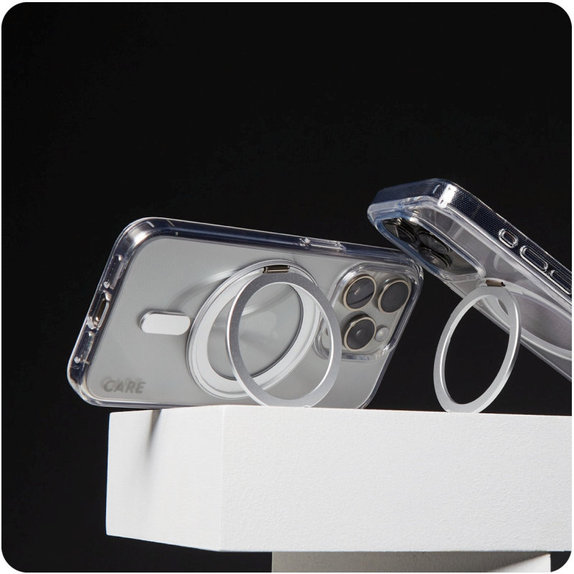 Coque Kickstand avec MagSafe pour iPhone 16 Pro Max, Argent, CARE