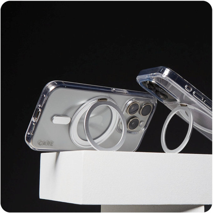 Coque Kickstand avec MagSafe pour iPhone 16 Pro Max, Argent, CARE
