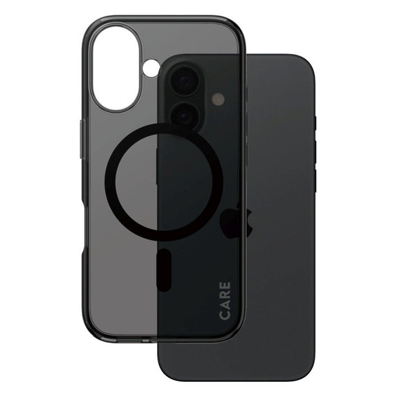 Coque Smokey avec MagSafe pour iPhone 16, Noir, CARE
