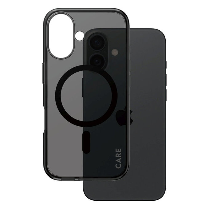 Coque Smokey avec MagSafe pour iPhone 16, Noir, CARE