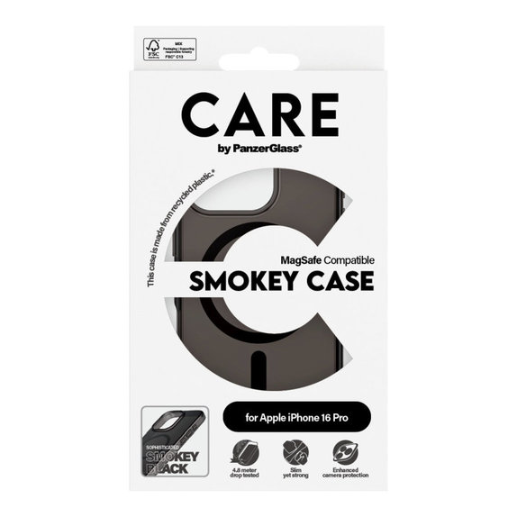 Coque Smokey avec MagSafe pour iPhone 16 Pro, Noir, CARE