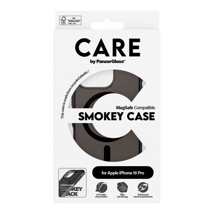 Coque Smokey avec MagSafe pour iPhone 16 Pro, Noir, CARE