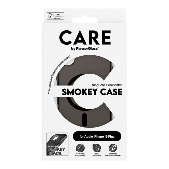 Coque Smokey avec MagSafe pour iPhone 16 Plus, Noir, CARE