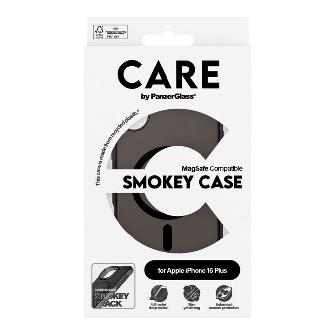 Coque Smokey avec MagSafe pour iPhone 16 Plus, Noir, CARE