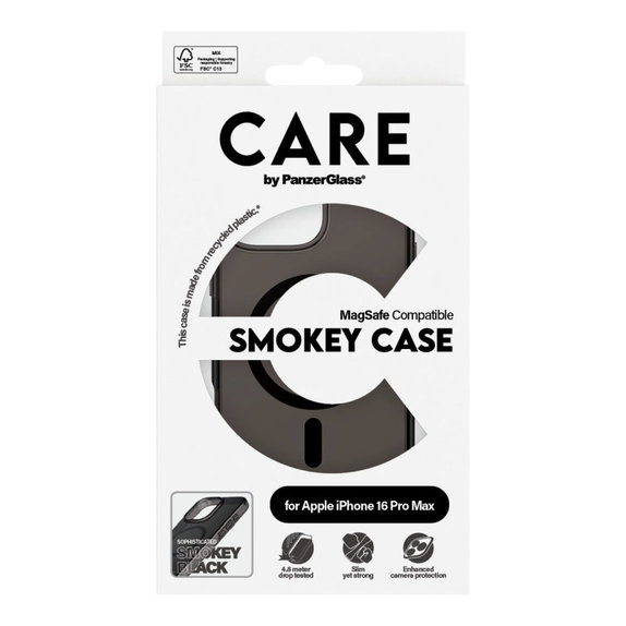 Coque Smokey avec MagSafe pour iPhone 16 Pro Max, Noir, CARE