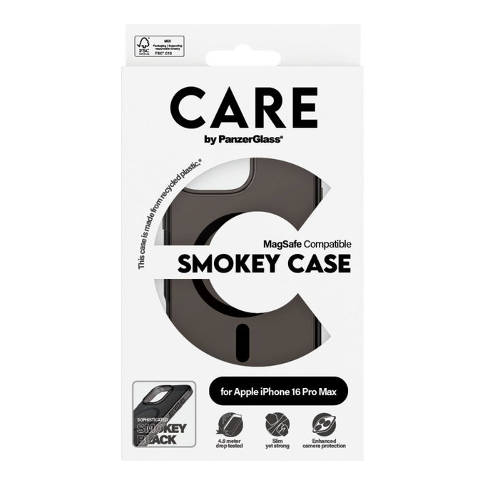 Coque Smokey avec MagSafe pour iPhone 16 Pro Max, Noir, CARE