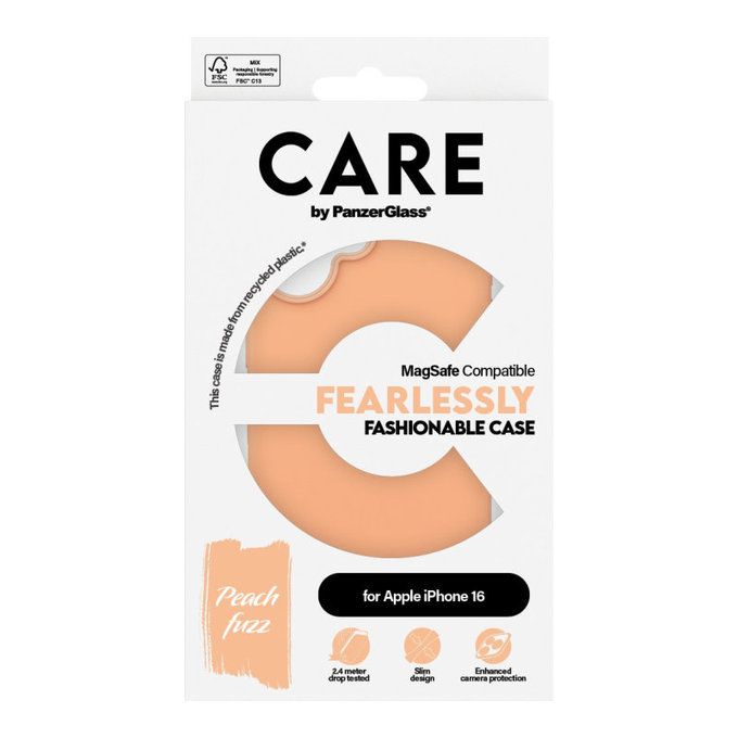 Coque Fearlessly avec MagSafe pour iPhone 16, Peachy, CARE