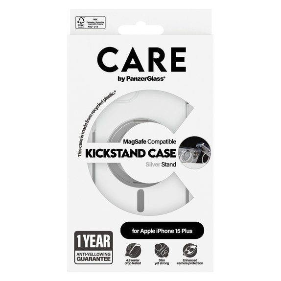 Étui Kickstand avec MagSAFE by PanzerGlass pour iPhone 15 Pro Max, Argent, PanzerGlass