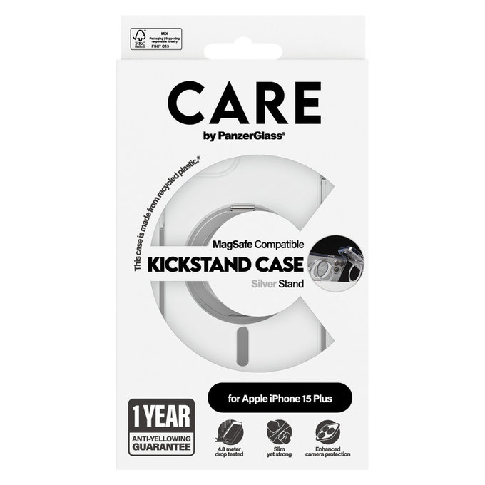 Étui Kickstand avec MagSAFE by PanzerGlass pour iPhone 15 Pro Max, Argent, PanzerGlass
