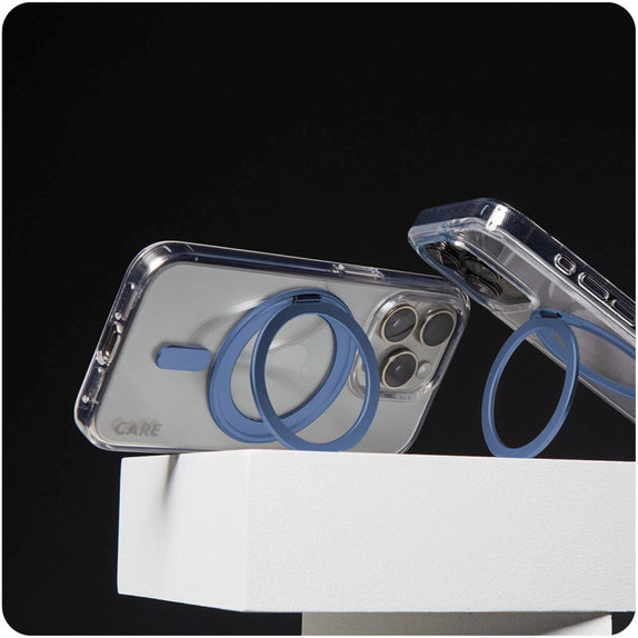 Coque Kickstand avec MagSafe pour iPhone 16, Bleu, CARE