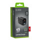 Adaptateur de voyage LCD USB-C, GaN, 45 W PD, noir, SBS