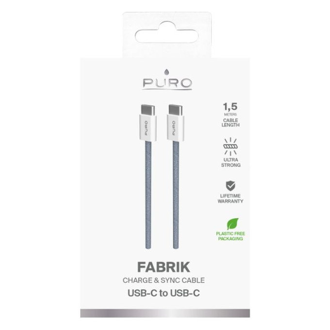 PURO - USB-C Cable / USB-C, 60W, Fabrik FABK4, 1,5 m, blue lagon