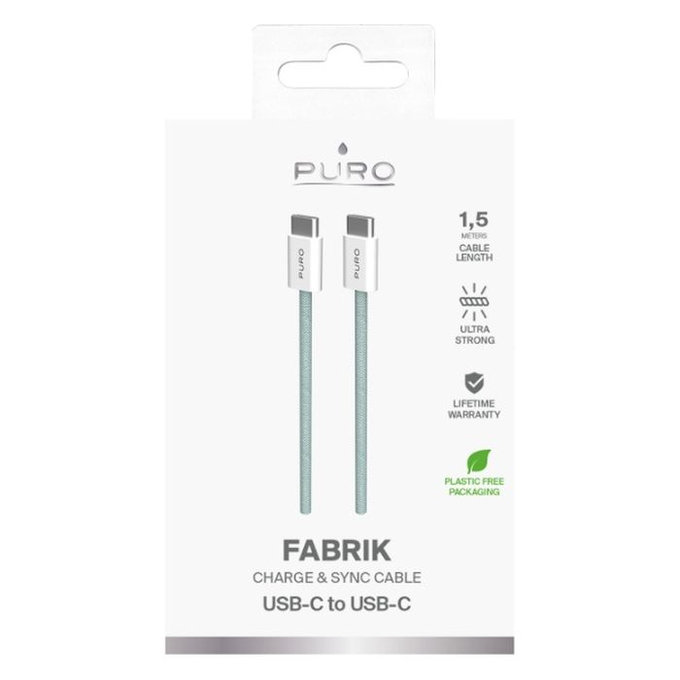 PURO - USB-C Cable / USB-C, 60W, Fabrik FABK4, 1,5 m, island mist