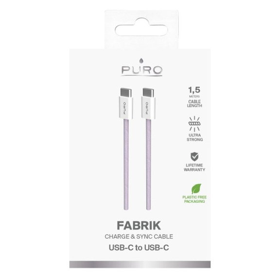 PURO - USB-C Cable / USB-C, 60W, Fabrik FABK4, 1,5 m, coraltastic