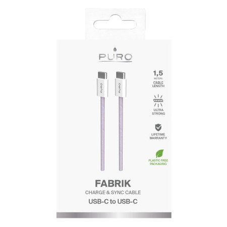 PURO - USB-C Cable / USB-C, 60W, Fabrik FABK4, 1,5 m, coraltastic