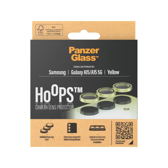 Protection d’objectif photo Hoops pour Samsung A15/A15 5G, Jaune, PanzerGlass