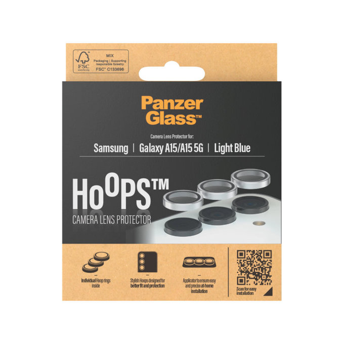 Protection d’objectif photo Hoops pour Samsung A15/A15 5G, Bleu clair, PanzerGlass