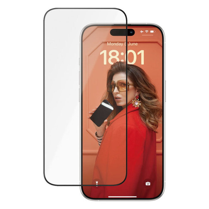 Verre trempé UWF Ceramic avec applicateur pour iPhone 15 Pro, Noir, PanzerGlass