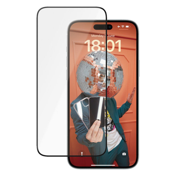 Verre trempé UWF Ceramic avec applicateur pour iPhone 15 Plus, Noir, PanzerGlass