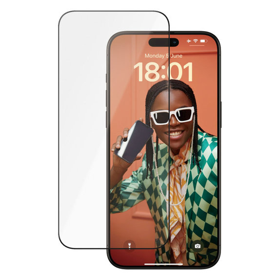 Verre trempé UWF Ceramic avec applicateur pour iPhone 15 Pro Max, Noir, PanzerGlass