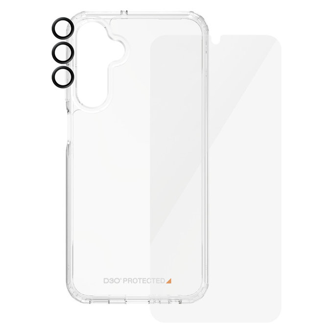 Bundle Hoops + Verre trempé UWF + Hard Case D3O pour Samsung Galaxy A25 5G, Transparent, PanzerGlass