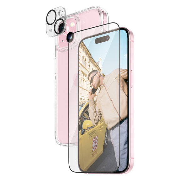 Bundle PicturePerfect + Verre trempé UWF + Hard Case D3O pour iPhone 15, PanzerGlass