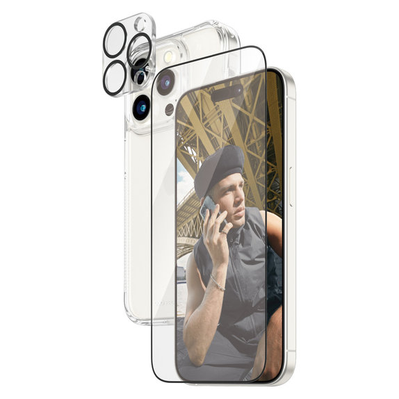 Bundle PicturePerfect + Verre trempé UWF + Hard Case D3O pour iPhone 15 Pro, PanzerGlass