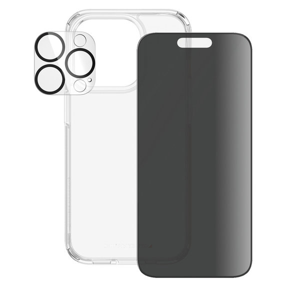 Bundle PicturePerfect + Verre trempé UWF Privacy + Hard Case D3O pour iPhone 15 Pro, PanzerGlass